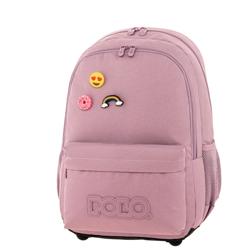 Polo - Σακίδιο Πλάτης Pins, Lilac 2025 9-01-059-4500 + Δώρο Διορθωτική Ταινία Edding