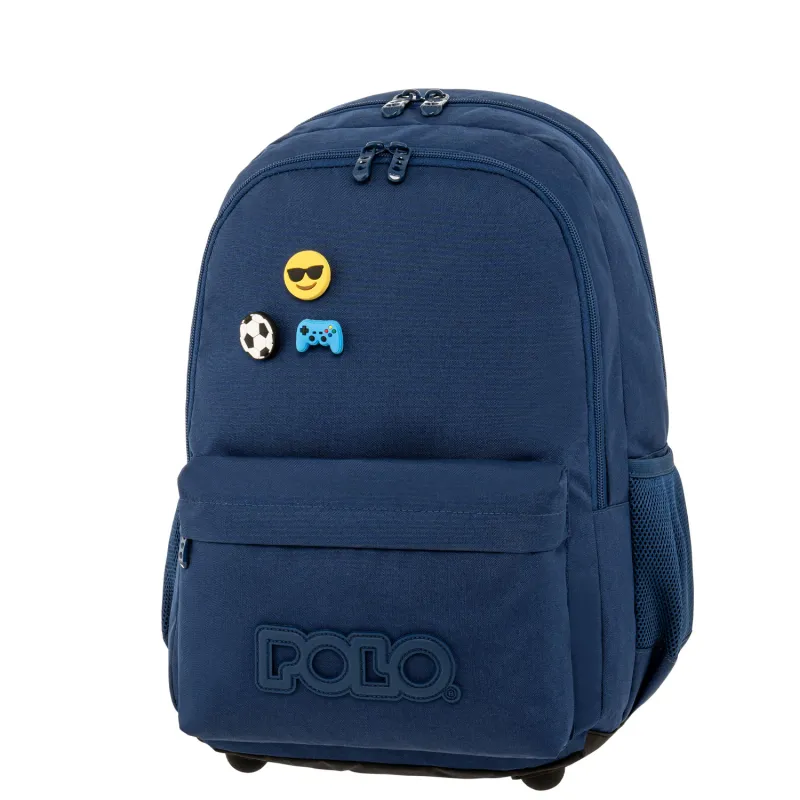 Polo - Σακίδιο Πλάτης Pins, Blue 2025 9-01-059-5200 + Δώρο Διορθωτική Ταινία Edding