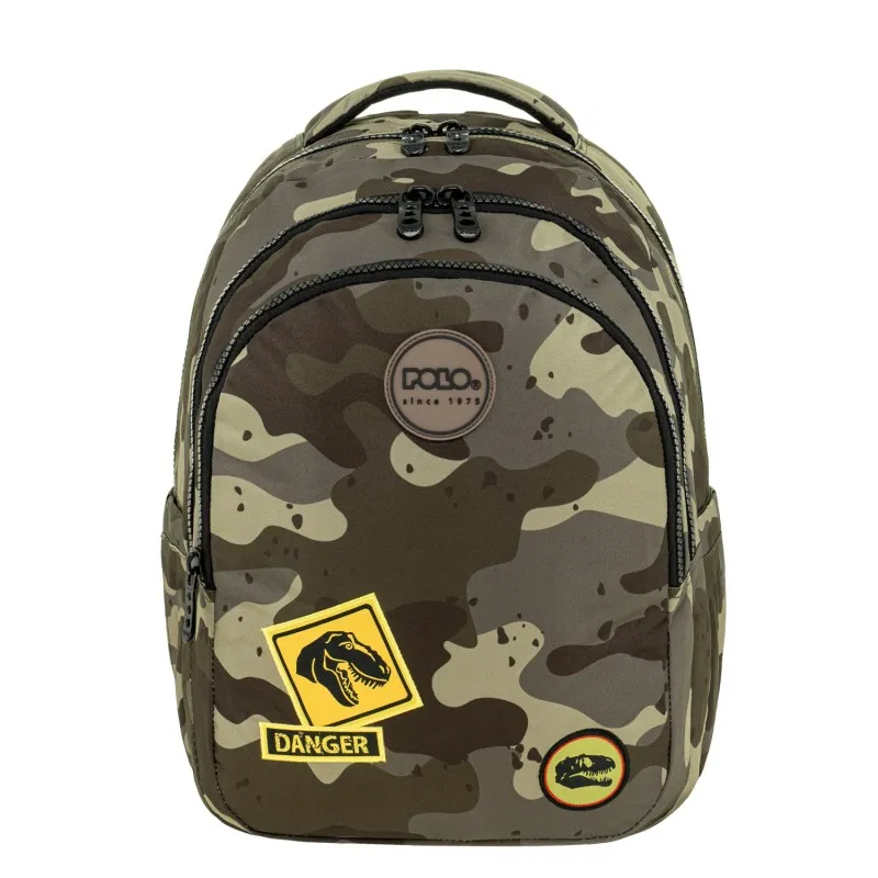 Polo - Σακίδιο Πλάτης Focus, Olive-Camo 2026 9-01-078-8309 + Δώρο Διορθωτική Ταινία Edding