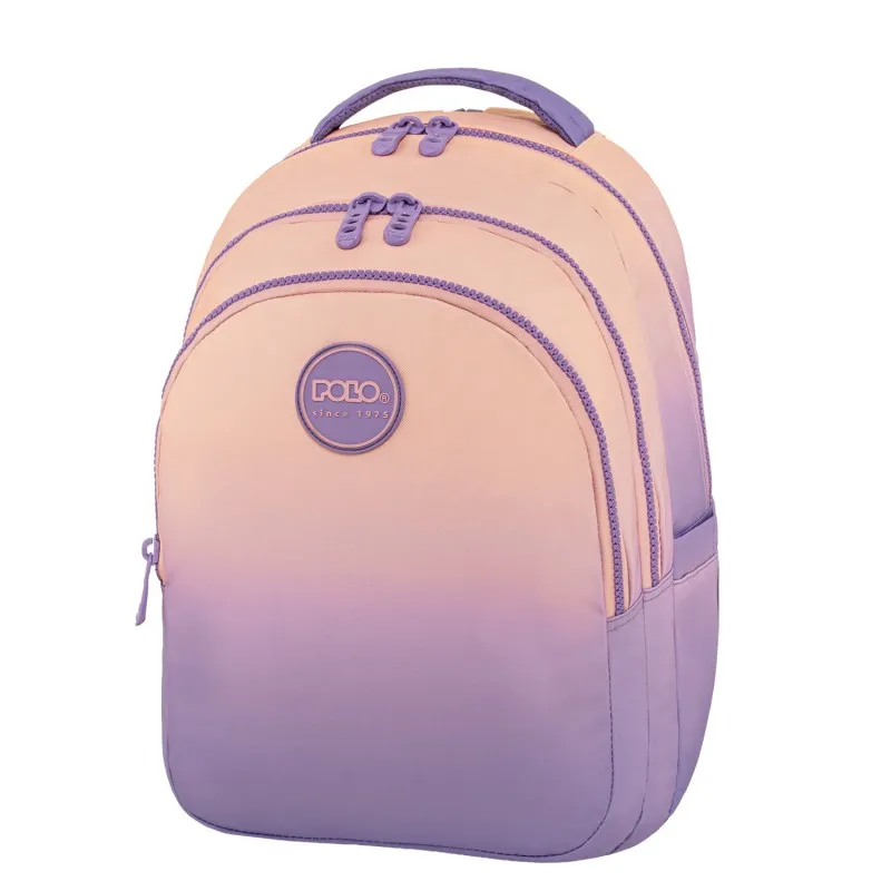 Polo - Σακίδιο Πλάτης Focus, Gradient Purlpe-Pink 2026 9-01-078-8411 + Δώρο Διορθωτική Ταινία Edding