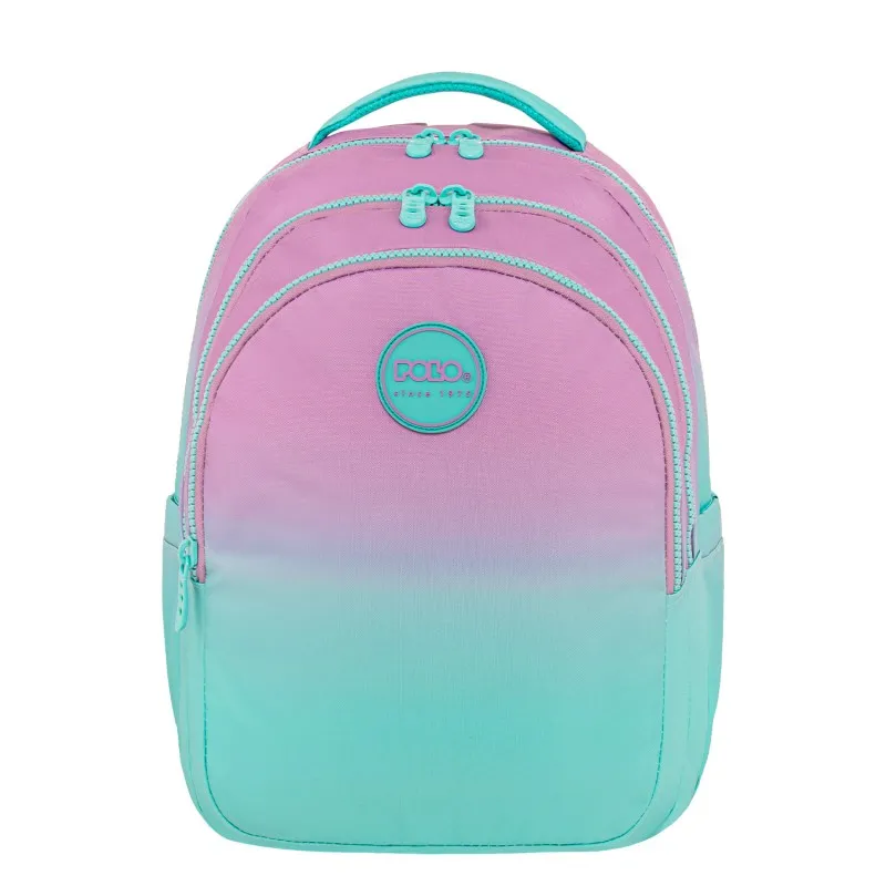 Polo - Σακίδιο Πλάτης Focus, Gradient Aqua-Pink 2026 9-01-078-8115 + Δώρο Διορθωτική Ταινία Edding