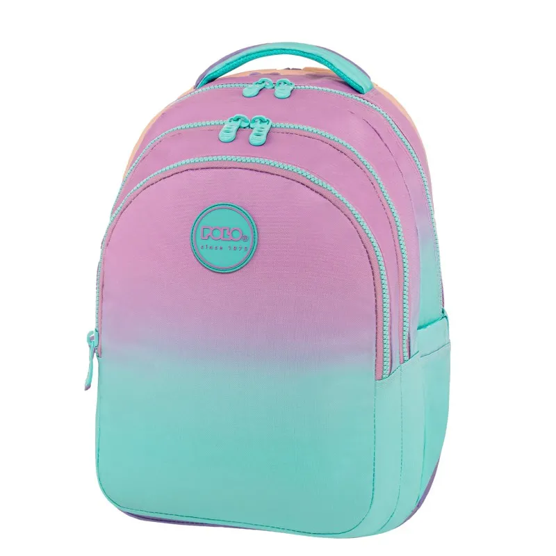 Polo - Σακίδιο Πλάτης Focus, Gradient Aqua-Pink 2026 9-01-078-8115 + Δώρο Διορθωτική Ταινία Edding