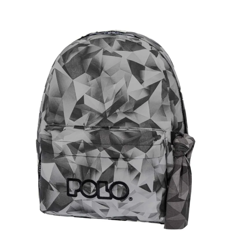Polo - Original Σακίδιο Πλάτης Με Μαντήλι, Black-Grey Shapes 2025 9-01-102-8336 + Δώρο Διορθωτική Ταινία Edding
