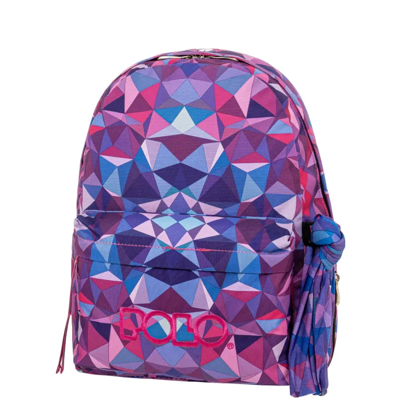 Polo - Original Σακίδιο Πλάτης Με Μαντήλι, Purple-Blue Shapes 2025 9-01-102-8339 + Δώρο Διορθωτική Ταινία Edding