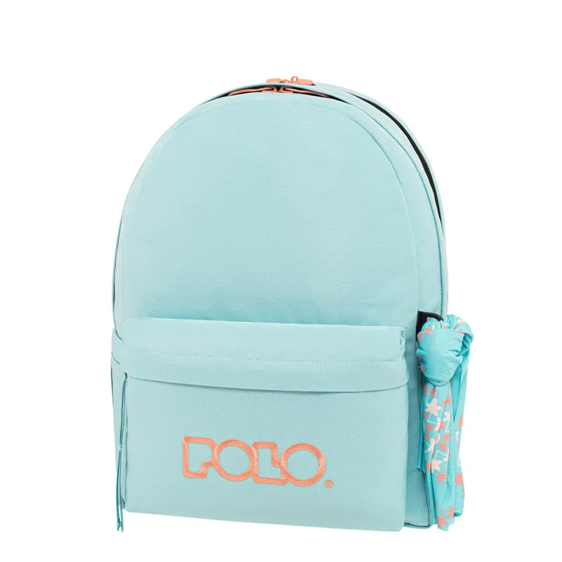 Polo - Original Σακίδιο Πλάτης Με Μαντήλι, Cyan-Light Pink 2025 9-01-135-5638 + Δώρο Διορθωτική Ταινία Edding