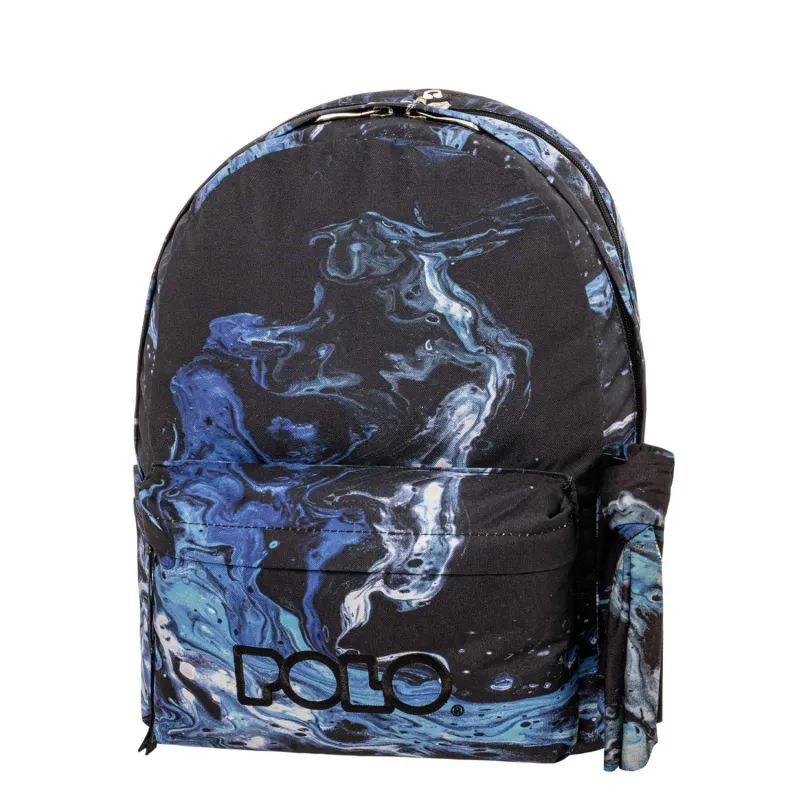 Polo – Original Double Σακίδιο Πλάτης Με Μαντήλι, Black-Blue Shapes 2025 9-01-202-8342 + Δώρο Διορθωτική Ταινία Edding