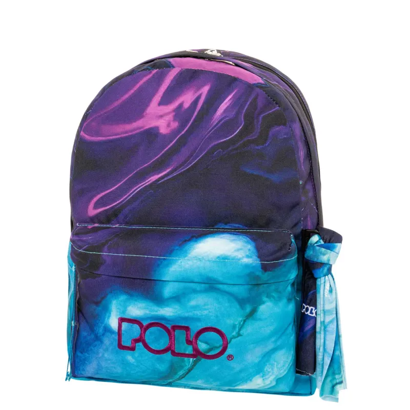 Polo – Original Double Σακίδιο Πλάτης Με Μαντήλι, Purple-Cyan Shapes 2025 9-01-202-8345 + Δώρο Διορθωτική Ταινία Edding