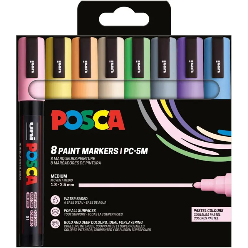 Uniball - Σετ Μαρκαδόρων Posca Pastel Colours PC-5M 2.5mm 8 Τεμαχίων 90122