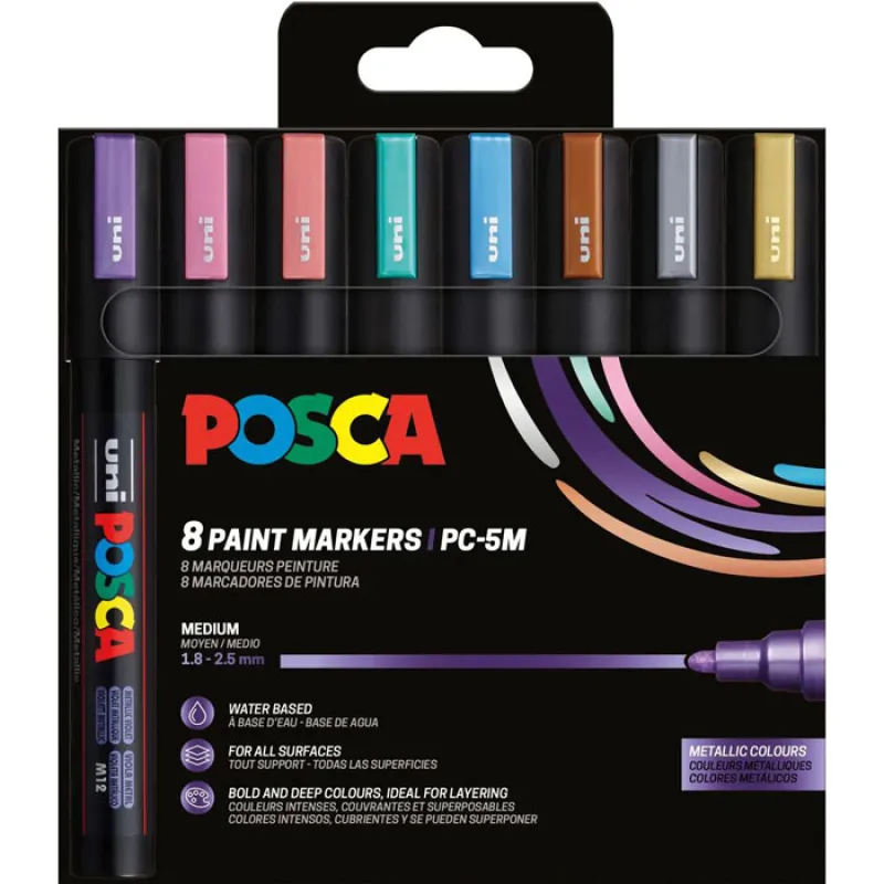 Uniball - Σετ Μαρκαδόρων Posca Metallic Colours PC-5M 2.5mm 8 Τεμαχίων 90123