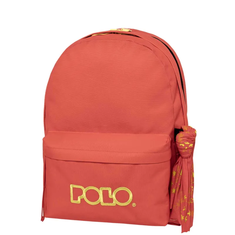 Polo – Original Double Σακίδιο Πλάτης Με Μαντήλι, Coral-Yellow 2025 9-01-235-3671 + Δώρο Διορθωτική Ταινία Edding