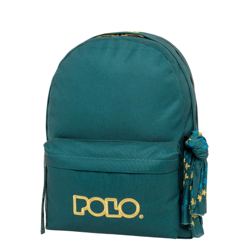 Polo – Original Double Σακίδιο Πλάτης Με Μαντήλι, Petrol-Gold 2025 9-01-235-5876 + Δώρο Διορθωτική Ταινία Edding