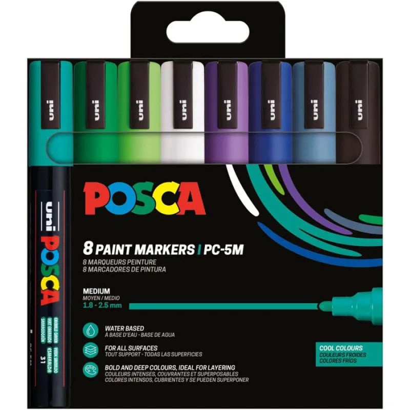 Uniball - Σετ Μαρκαδόρων Posca Cool Colours PC-5M 2.5mm 8 Τεμαχίων 90124