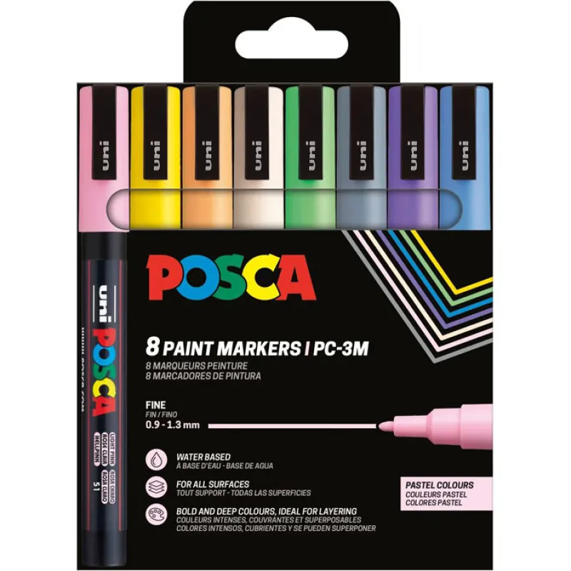 Uniball - Σετ Μαρκαδόρων Posca Pastel Colours PC-3M 1.3mm 8 Τεμαχίων 90132