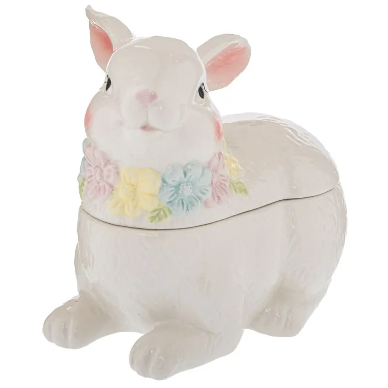 Iliadis – Κεραμική Μπισκοτιέρα Με Λαγό 20x12x16.5εκ, Λευκή 92418