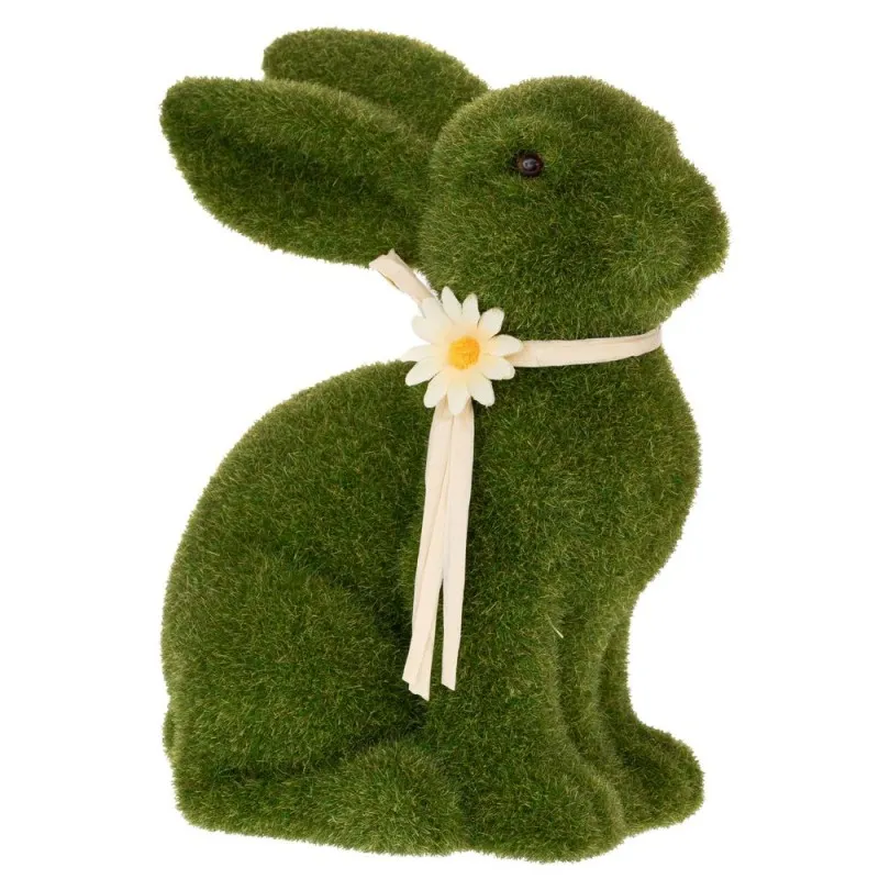 Iliadis – Καθιστός Χνουδωτός Λαγός Με Λουλούδι Στο Λαιμό 25εκ, Πράσινος 92466