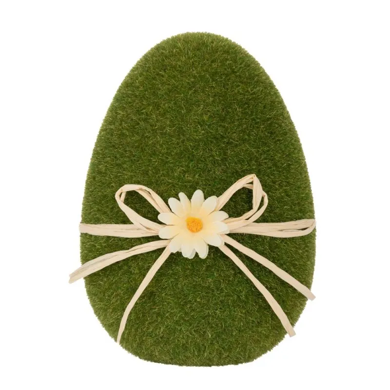 Iliadis – Χνουδωτό Αυγό Με Λευκό Φιόγκο & Λουλούδι 15εκ, Πράσινο 92467