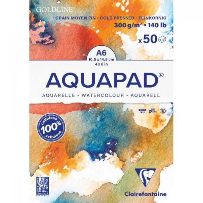 Clairefontaine -  Μπλοκ Ακουαρέλας AquaPad 50 φύλλων A6 (10,5x14,8cm) 300gr 975620