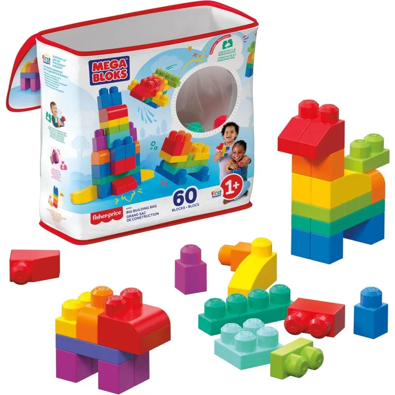 Fisher Price - Mega Bloks, Τουβλάκια Τσάντα 60 Τεμάχια DCH55 (CYP67)