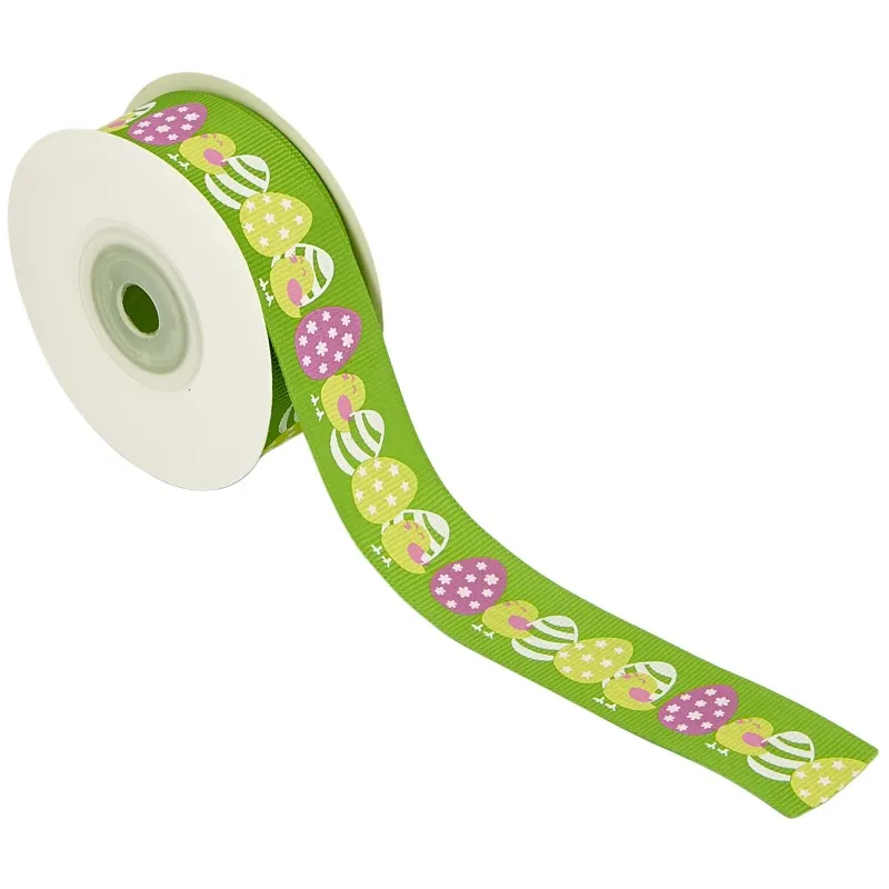 Kyriacou - Κορδέλα Πασχαλινή, Πουλάκια Αυγουλάκια 25mmX10M, Green Light - White - Yellow EARY2512-X25X10-600175