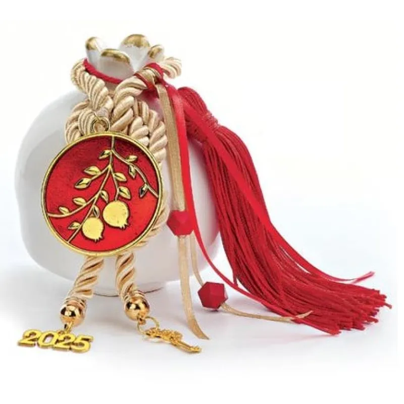 Adorex - Γούρι Κεραμικό Ρόδι Με Στρογγυλό Διακοσμητικό Με Ρόδια EG-23392