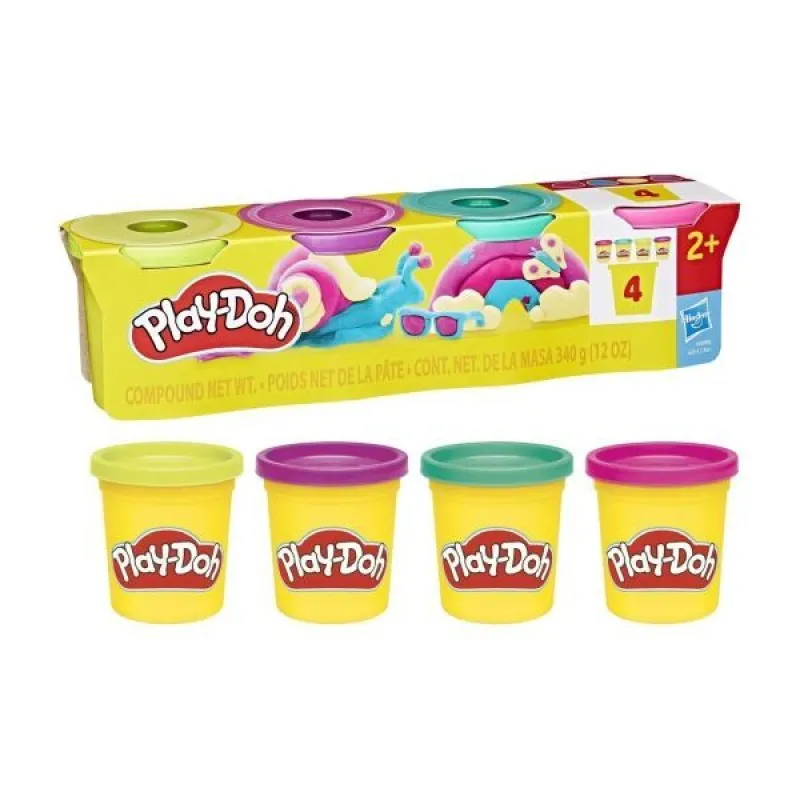 Hasbro - Play-Doh Πλαστελίνη, Vibrant Pack 4 Βαζάκια 340gr G0689 (G0512)