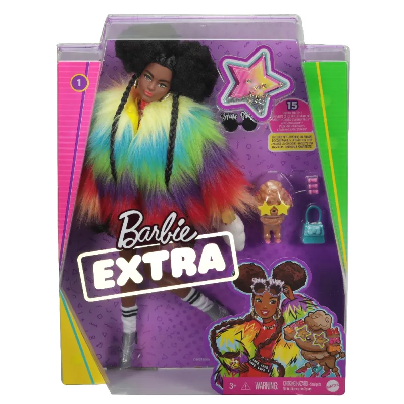 Mattel Barbie - Extra Doll, Rainbow Coat GVR04 (GRN27)