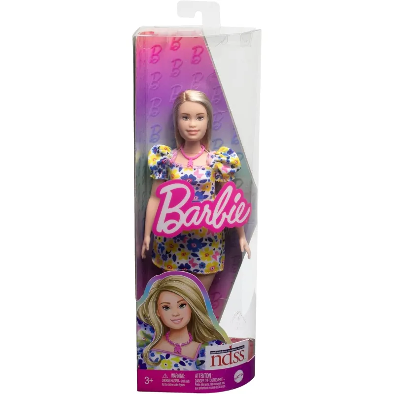 Mattel Barbie - Fashionistas Doll No.208 With Down Syndrome Wearing Floral Dress, Created in Partnership With The National Down Syndrome Society HJT05 (FBR37)