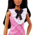 Mattel Barbie - Fashionistas Doll No.209 With Black Hair Wearing a Pink Plaid Dress, Pearlescent Headband and Strappy Heels HJT06 (FBR37) Mattel Barbie - Fashionistas Doll No.209 With Black Hair Wearing a Pink Plaid Dress, Pearlescent Headband and Strappy Heels HJT06 (FBR37)