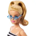 Mattel Barbie - Fashionistas Doll No.213 Blonde With Striped Top, Pink Skirt & Sunglasses, 65th Anniversary Collectible HRH11 (FBR37)