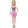 Mattel Barbie - Fashionistas Doll No.213 Blonde With Striped Top, Pink Skirt & Sunglasses, 65th Anniversary Collectible HRH11 (FBR37)