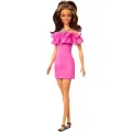 Mattel Barbie - Fashionistas Doll No.217 With Brown Wavy Hair Half-Up Half-Down & Pink Dress, 65th Anniversary Collectible HRH15 (FBR37) Mattel Barbie - Fashionistas Doll No.217 With Brown Wavy Hair Half-Up Half-Down & Pink Dress, 65th Anniversary Collectible HRH15 (FBR37)