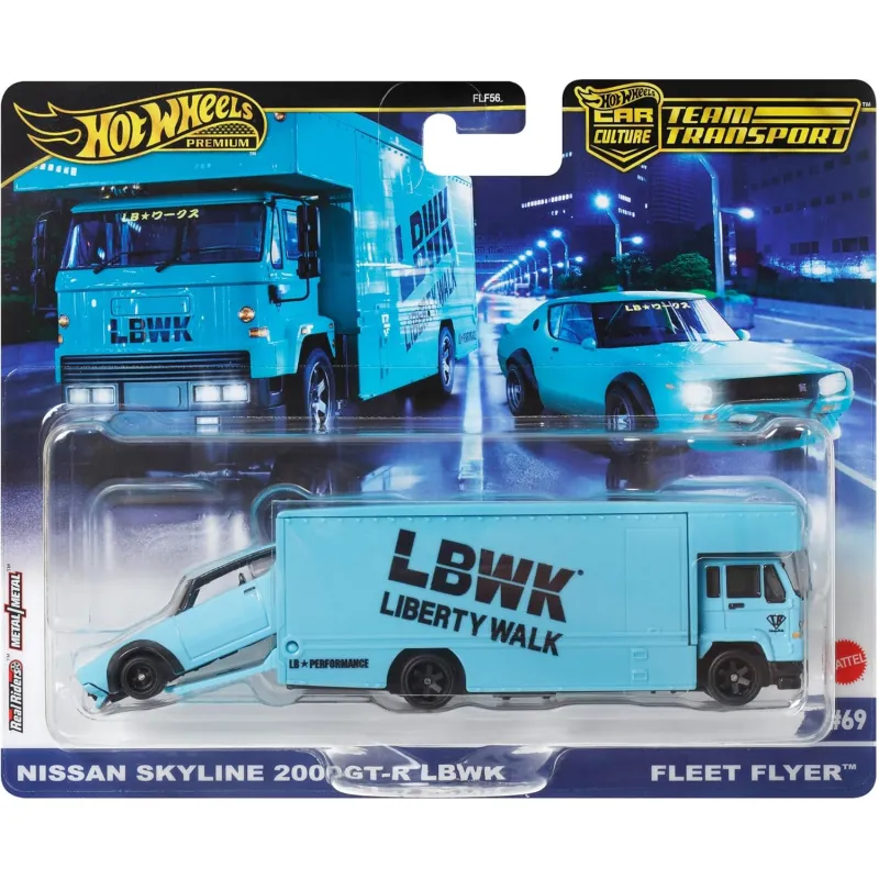 Mattel Hot Wheels - Νταλίκα Με Αυτοκινητάκι, Nissan Skyline 2000GT-R/ Fleet Flyer HRV45 (FLF56)