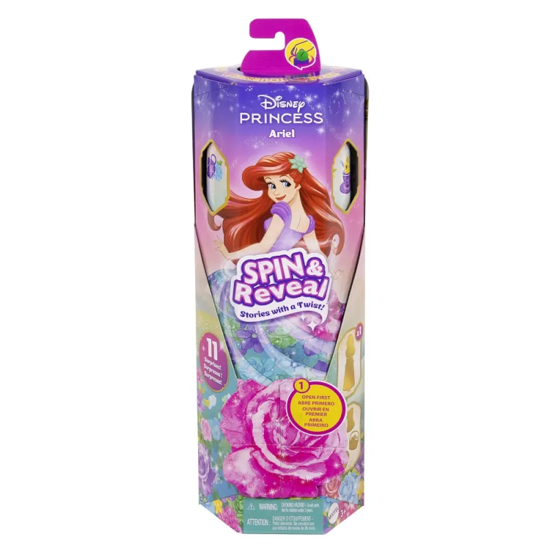 Mattel Disney - Princess Spin & Reveal Κούκλα Ariel με 11 Εκπλήξεις HTV88 (HTV84)