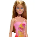 Mattel Barbie - Blonde Hair Doll, Wearing Pink Palm Tree-Print Swimsuit HXX48 (DWJ99)