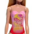 Mattel Barbie - Blonde Hair Doll, Wearing Pink Palm Tree-Print Swimsuit HXX48 (DWJ99)