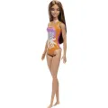 Mattel Barbie - Light Brown Hair Doll Wearing Tropical Pink and Orange Swimsuit HXX50 (DWJ99)