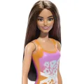 Mattel Barbie - Light Brown Hair Doll Wearing Tropical Pink and Orange Swimsuit HXX50 (DWJ99)
