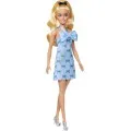 Mattel - Barbie Fashionistas, No.237 In Blue Bow Halter Dress, Blonde Ponytail With Bow HYT93 (FBR37)