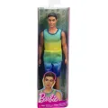 Mattel - Barbie Fashionistas, No.236 With Black Hair, Wearing Blue And Green Ombre Tank With Jean Shorts And Silver Sneakers HYV00 (DWK44)