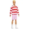 Mattel - Barbie Fashionistas, No.241 with Blonde Hair Wearing Red And White Striped Polo Shirt With Pink Shorts, White Crew Socks And Sneakers HYV01 (DWK44)