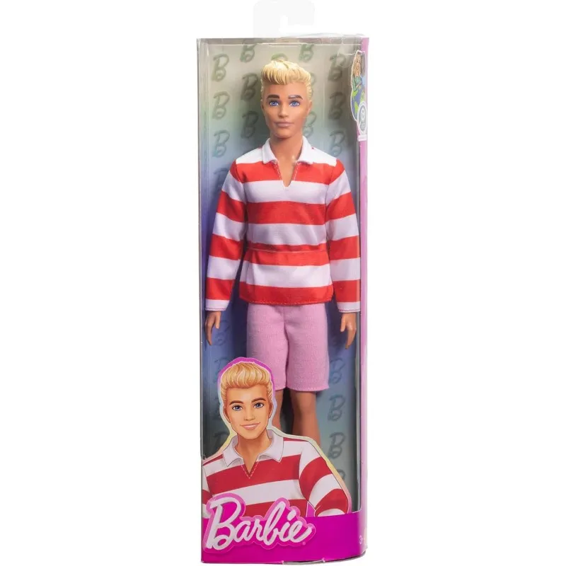Mattel - Barbie Fashionistas, No.241 with Blonde Hair Wearing Red And White Striped Polo Shirt With Pink Shorts, White Crew Socks And Sneakers HYV01 (DWK44)