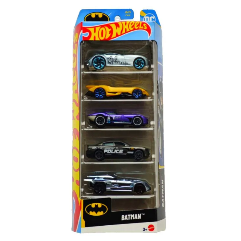 Mattel Hot Wheels – Αυτοκινητάκια 1:64 Σετ Των 5, DC Batman JBJ76 (01806)