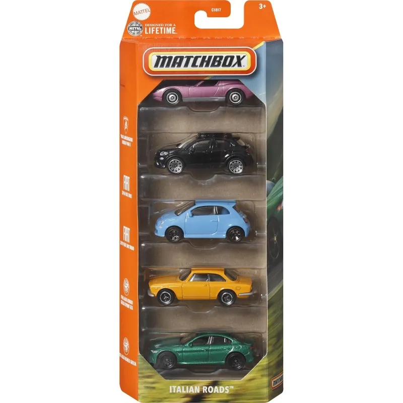 Mattel Matchbox - Αυτοκινητάκια Σετ Των 5, Italian Roads JBX20 (C1817)