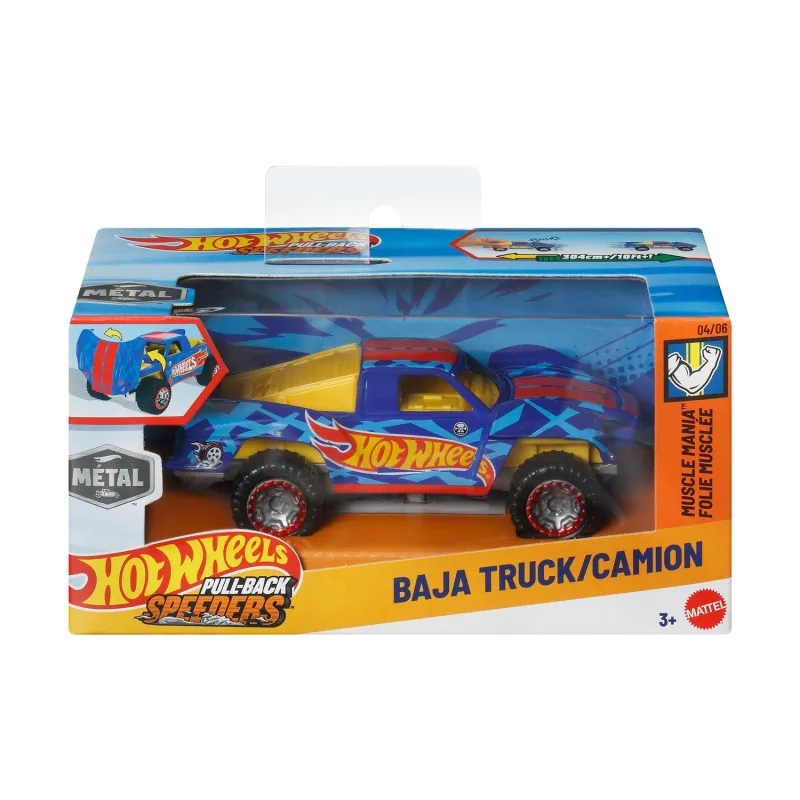 Mattel Hot Wheels - Pull-Back Speeders, Muscle Mania, Baja Truck/ Camion (4/6) JCM04 (HPR70/HPT04)