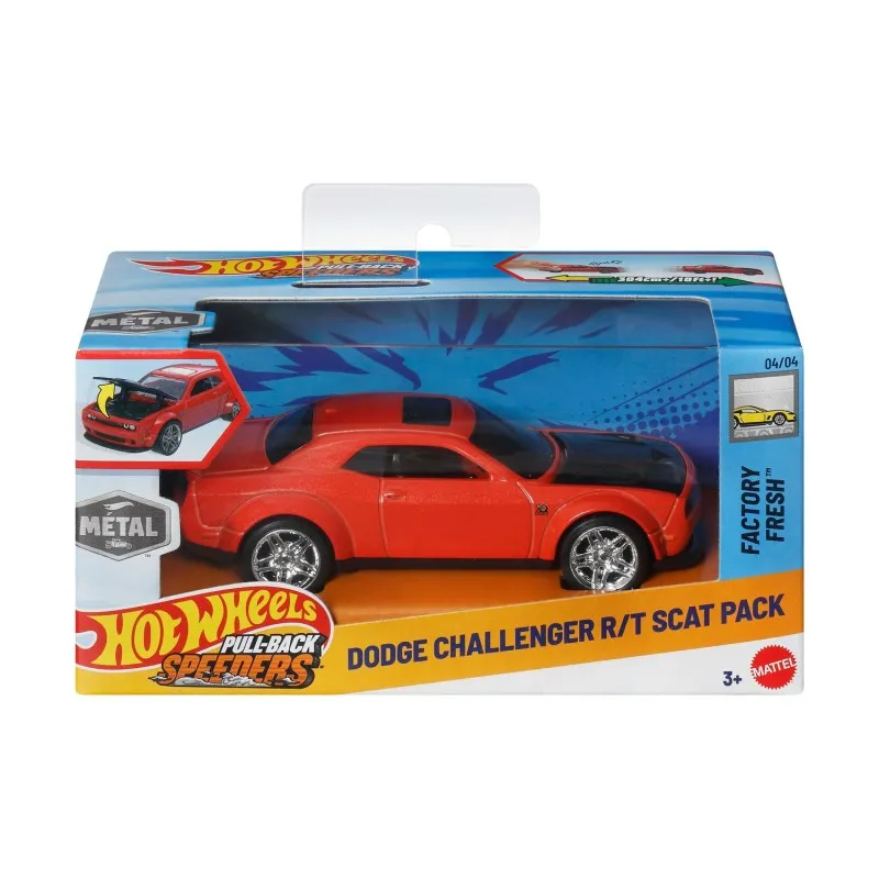 Mattel Hot Wheels - Pull-Back Speeders, Factory Fresh, Dodge Challenger R/T Scat Pack (4/4) JCM09 (HPR70/HPT04)