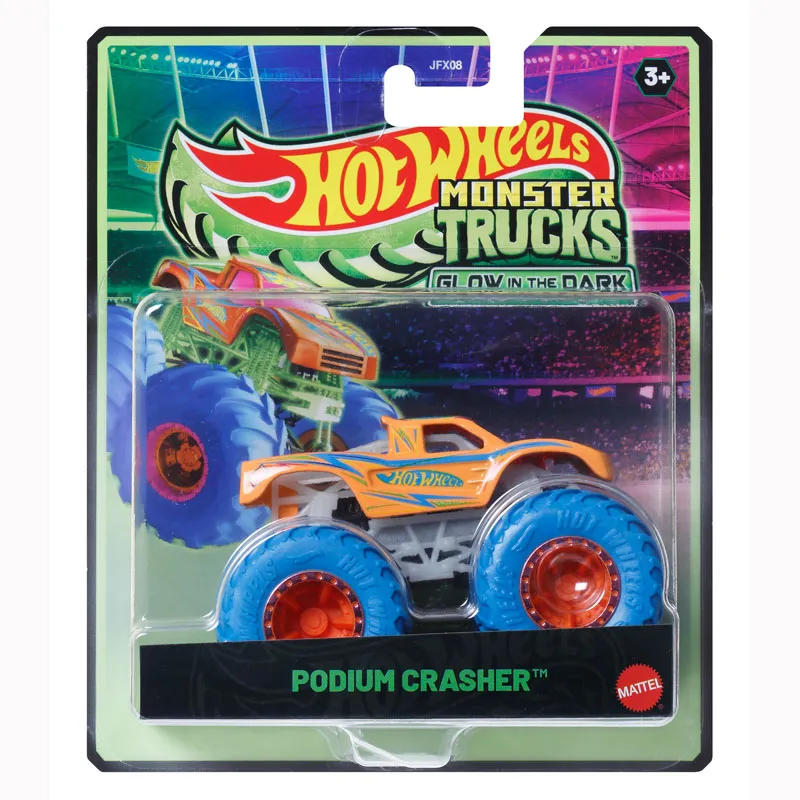 Mattel Hot Wheels - Monster Trucks, Glow In The Dark, Podium Crasher JFX12 (JFX08)
