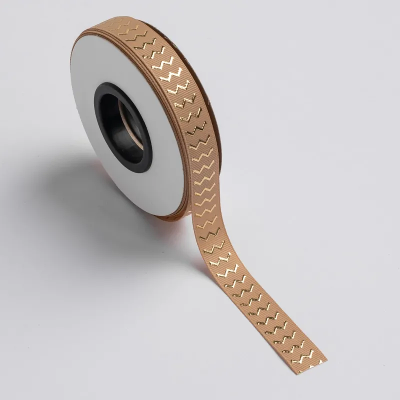 Kyriacou - Gros Ανάγλυφη Μεταλλική, Μια Όψη 15mmX25M, Beige / Gold JGROXSM1ZZ-X15X25-0380XX