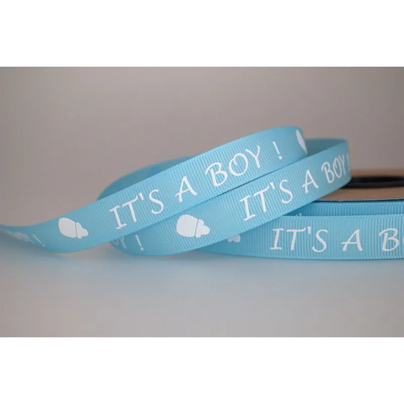 Kyriacou - Κορδέλα Gros Εκτύπωση Ένα Χρώμα, Μια Όψη It΄s A Boy 15mmX50M Blue Light-White JGROXX11ITB-X15X50-4001XX
