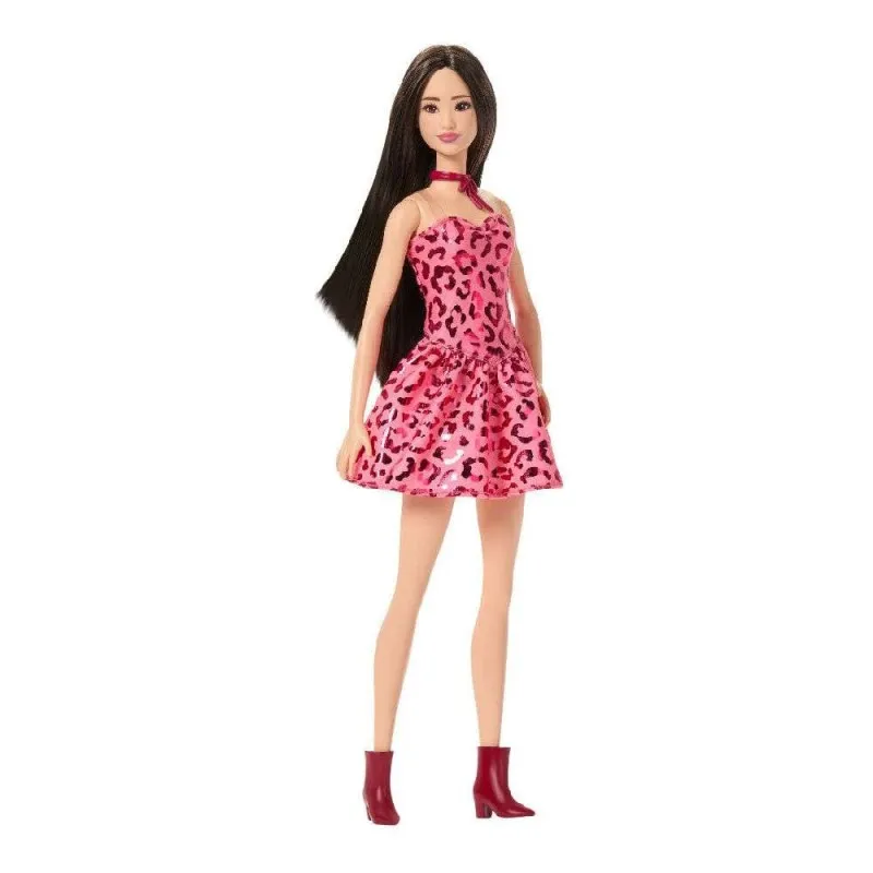 Mattel - Barbie Fashionistas, Κούκλα με Ροζ Λεοπάρ Φόρεμα JJN59 (FBR37)