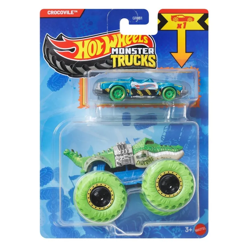 Mattel Hot Wheels - Monster Truck Με Αυτοκινητάκι, Crocovile JJT63 (GRH81)